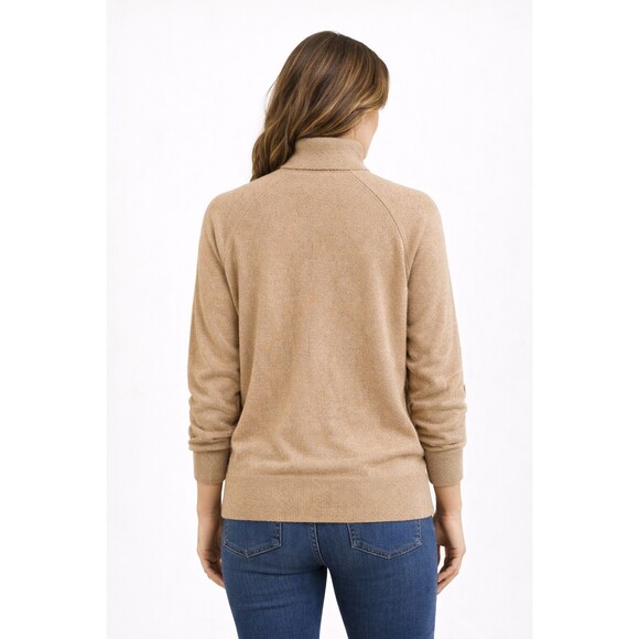 Magaschoni Women’s Small Tan Turtleneck Sweater Soft Knit Pullover - Picture 2 of 8